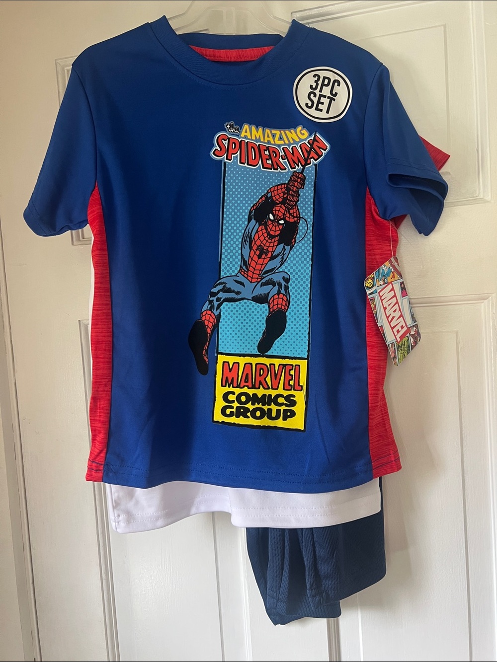 Marvel Spider-Man Blue & Red Kids Costume Tee 3-Pc Set size 6